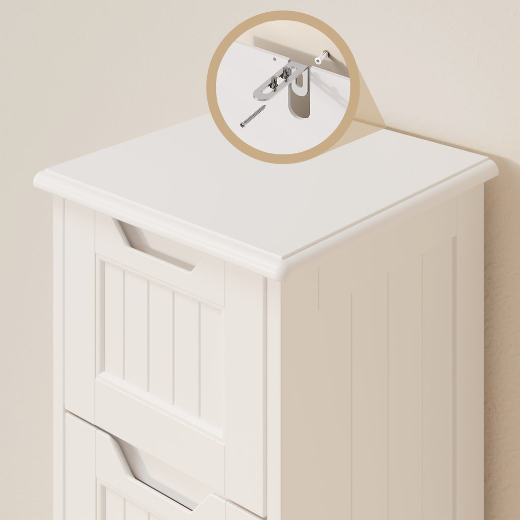 Bealife AP27 Chest of 4 Drawers, Slim Cabinet for Corner Areas in Bedrooms, Bathrooms, and Living Rooms.