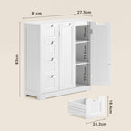Meuble de salle de bain Bealife AP67, 4 tiroirs et 2 portes, réglable en hauteur