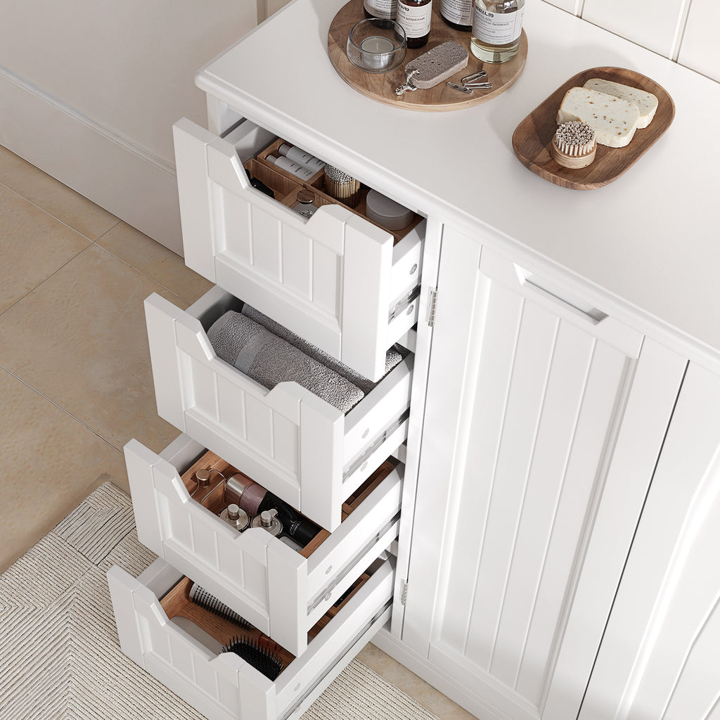Meuble de salle de bain Bealife AP67, 4 tiroirs et 2 portes, réglable en hauteur