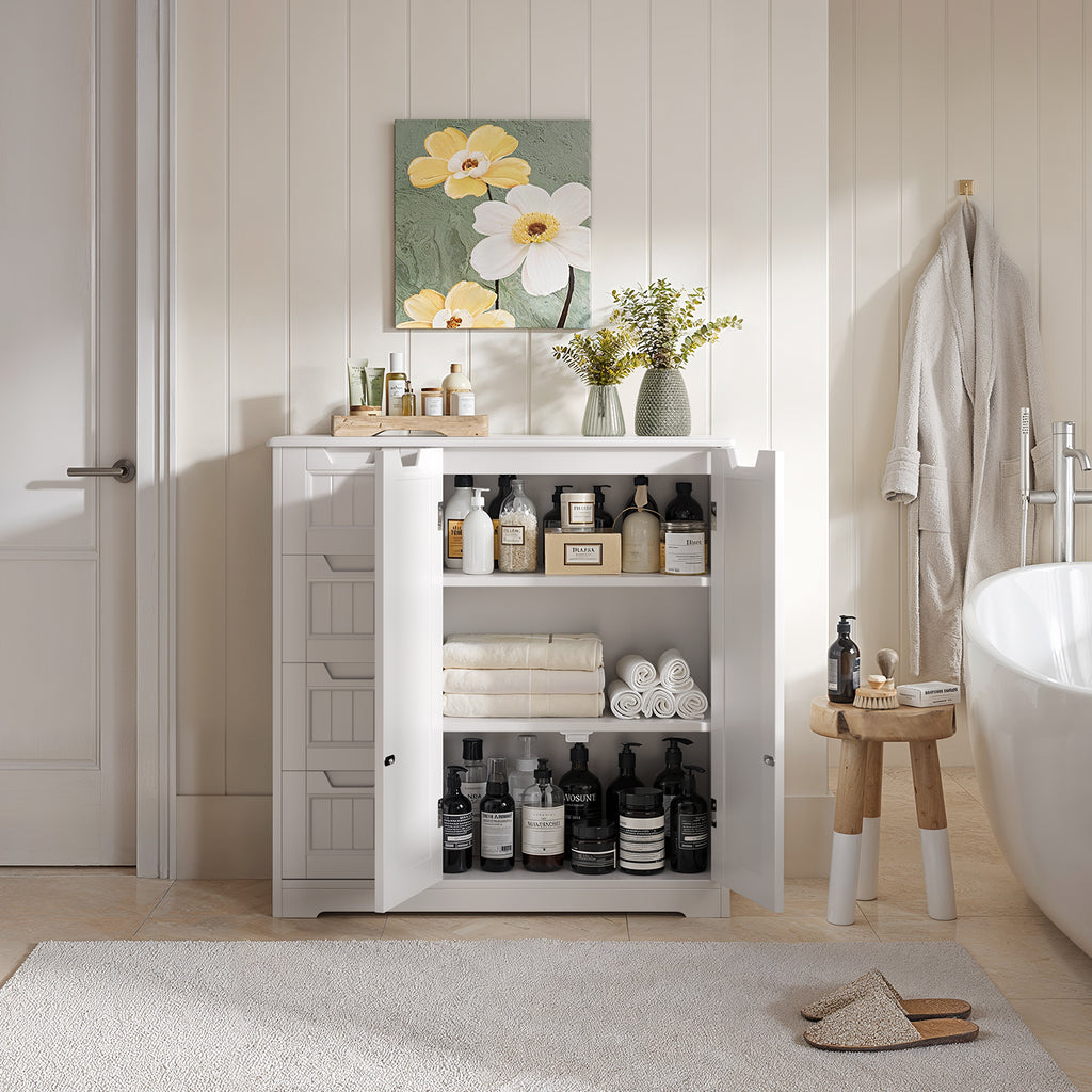 Meuble de salle de bain Bealife AP67, 4 tiroirs et 2 portes, réglable en hauteur