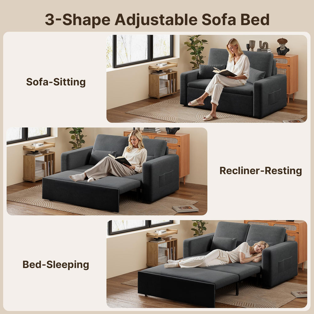 Canapé convertible Bealife AR28 147x82 cm - Lit escamotable - Tissu chenille