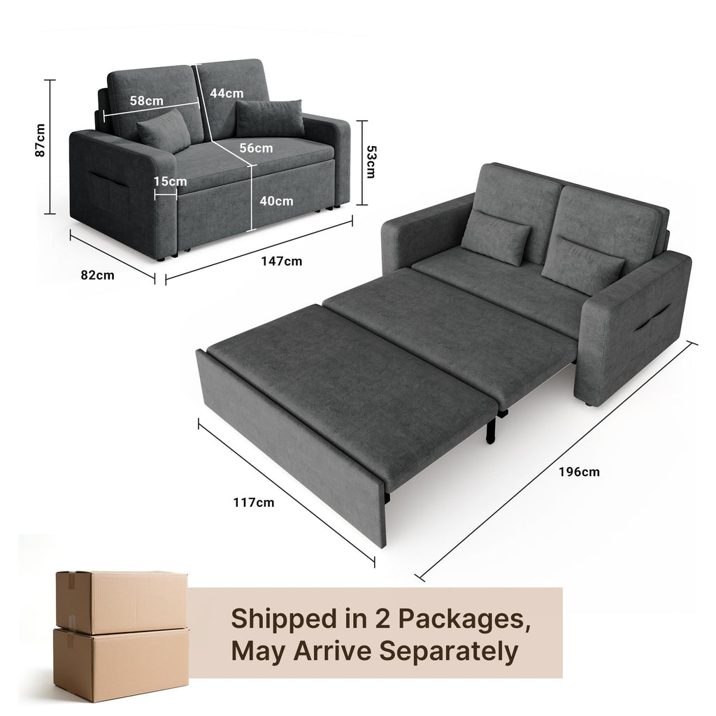 Canapé convertible Bealife AR28 147x82 cm - Lit escamotable - Tissu chenille
