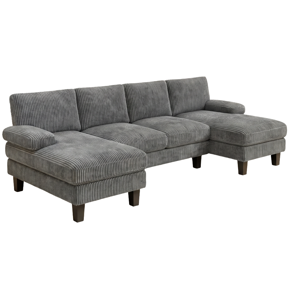BEALIFE AR103 Canapé d'angle en U convertible, 4 places avec accoudoirs pour salon
