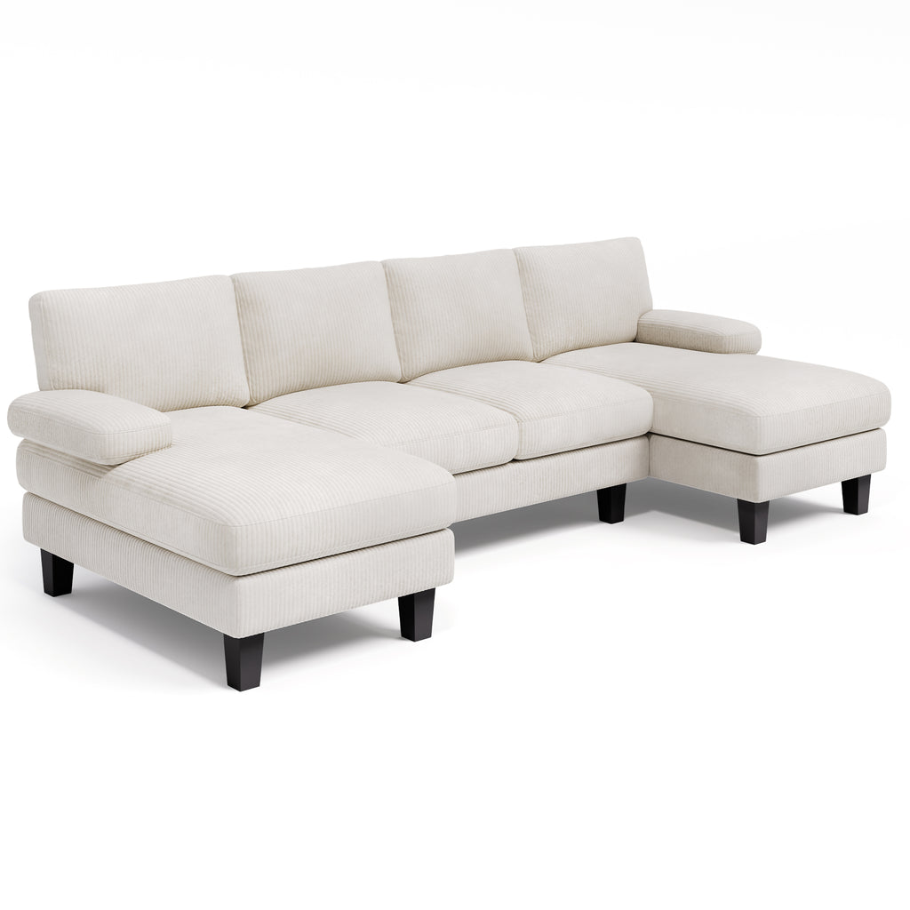 BEALIFE AR103 Canapé d'angle en U convertible, 4 places avec accoudoirs pour salon