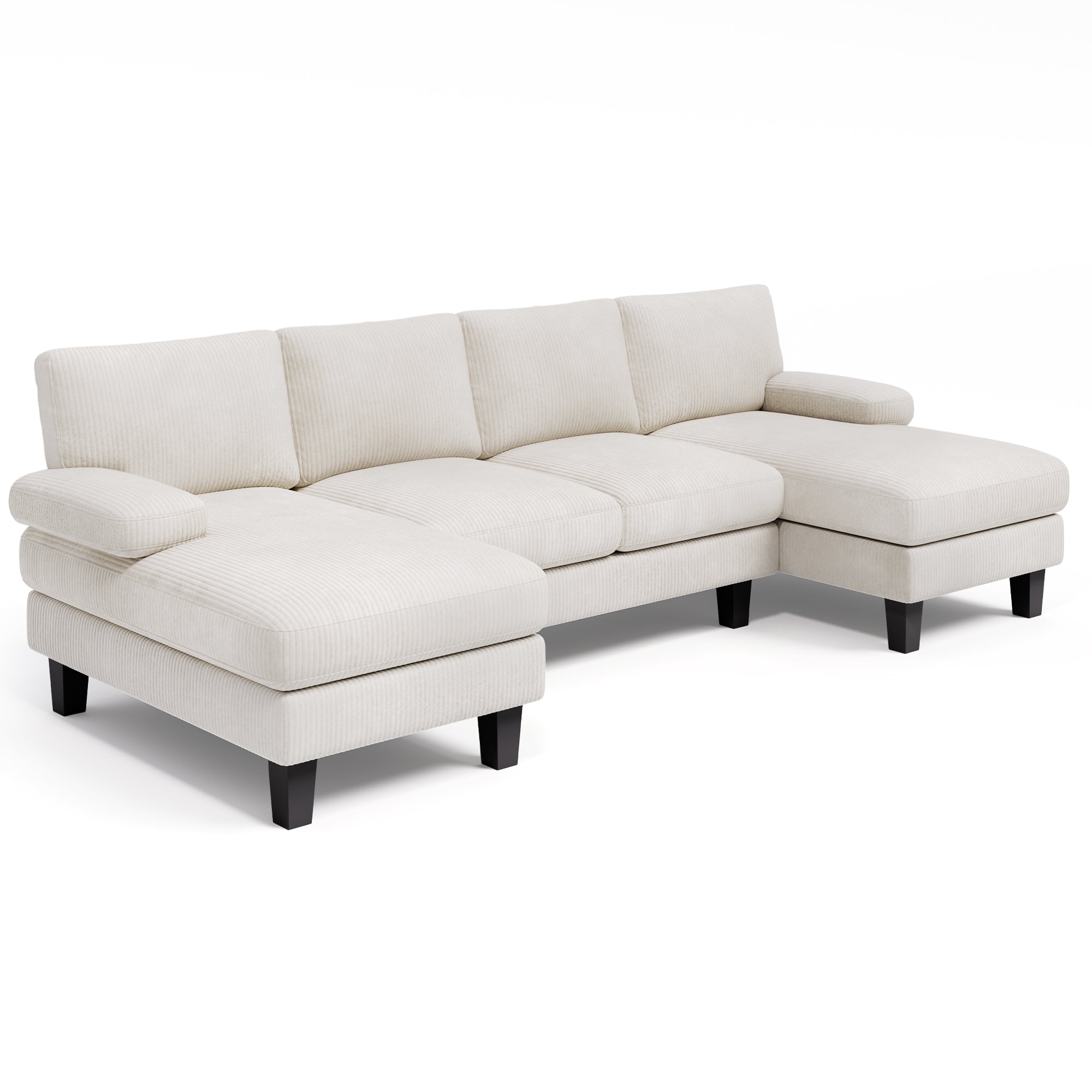 BEALIFE AR103 Canapé d'angle en U convertible, 4 places avec accoudoirs pour salon