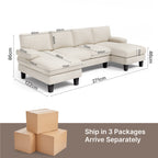 BEALIFE AR103 Canapé d'angle en U convertible, 4 places avec accoudoirs pour salon