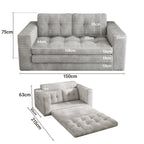 Bealife AR39 Convertible Sofa Bed with Sleeping Function, Corduroy Sofa 150cm with Backrest for Small Spaces