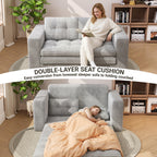 Bealife AR39 Convertible Sofa Bed with Sleeping Function, Corduroy Sofa 150cm with Backrest for Small Spaces