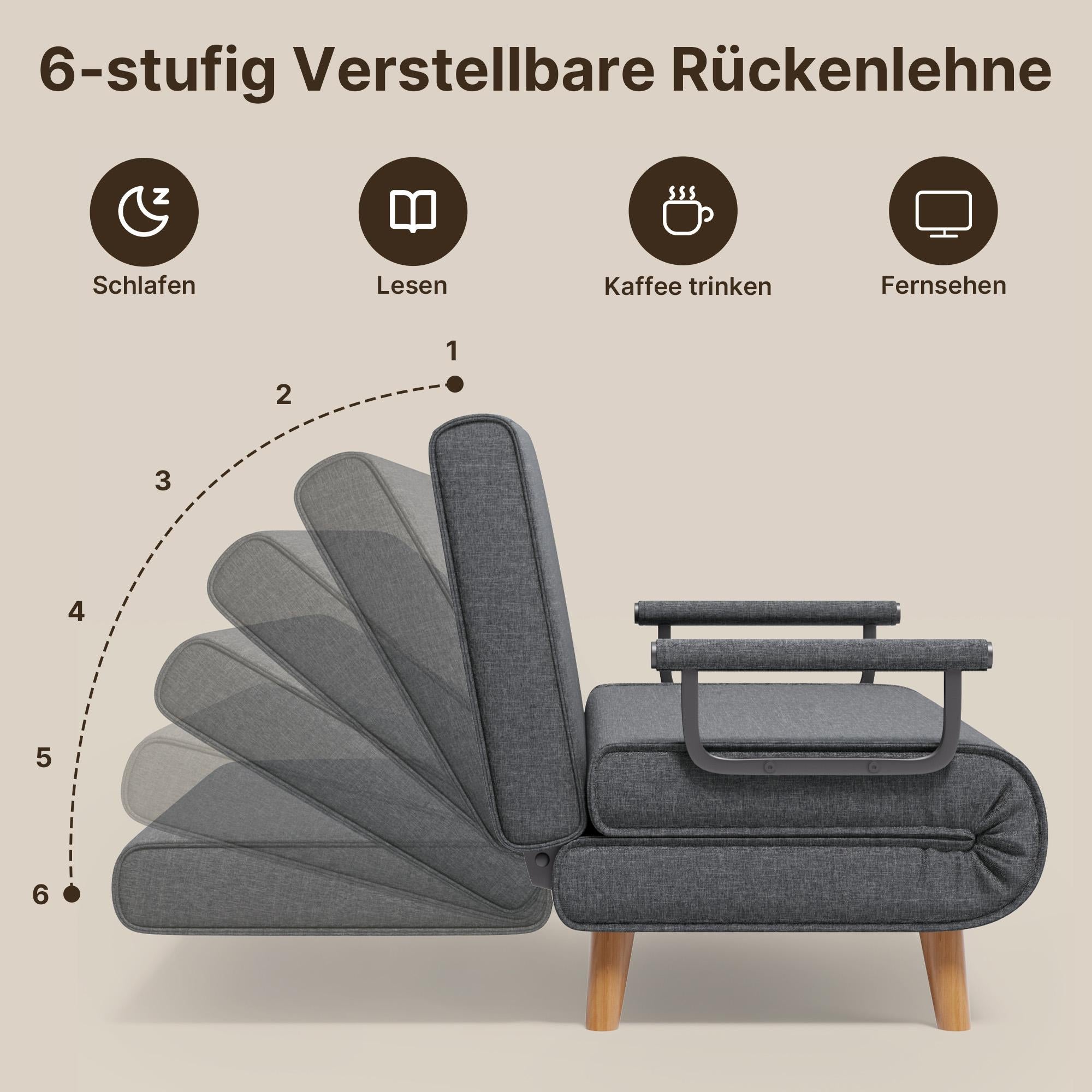 Bealife AR51 Canapé convertible double, réglable sur 6 positions, 2-en-1 avec double coussin