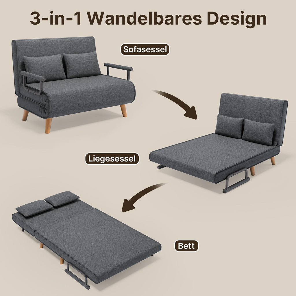 Bealife AR51 Canapé convertible double, réglable sur 6 positions, 2-en-1 avec double coussin