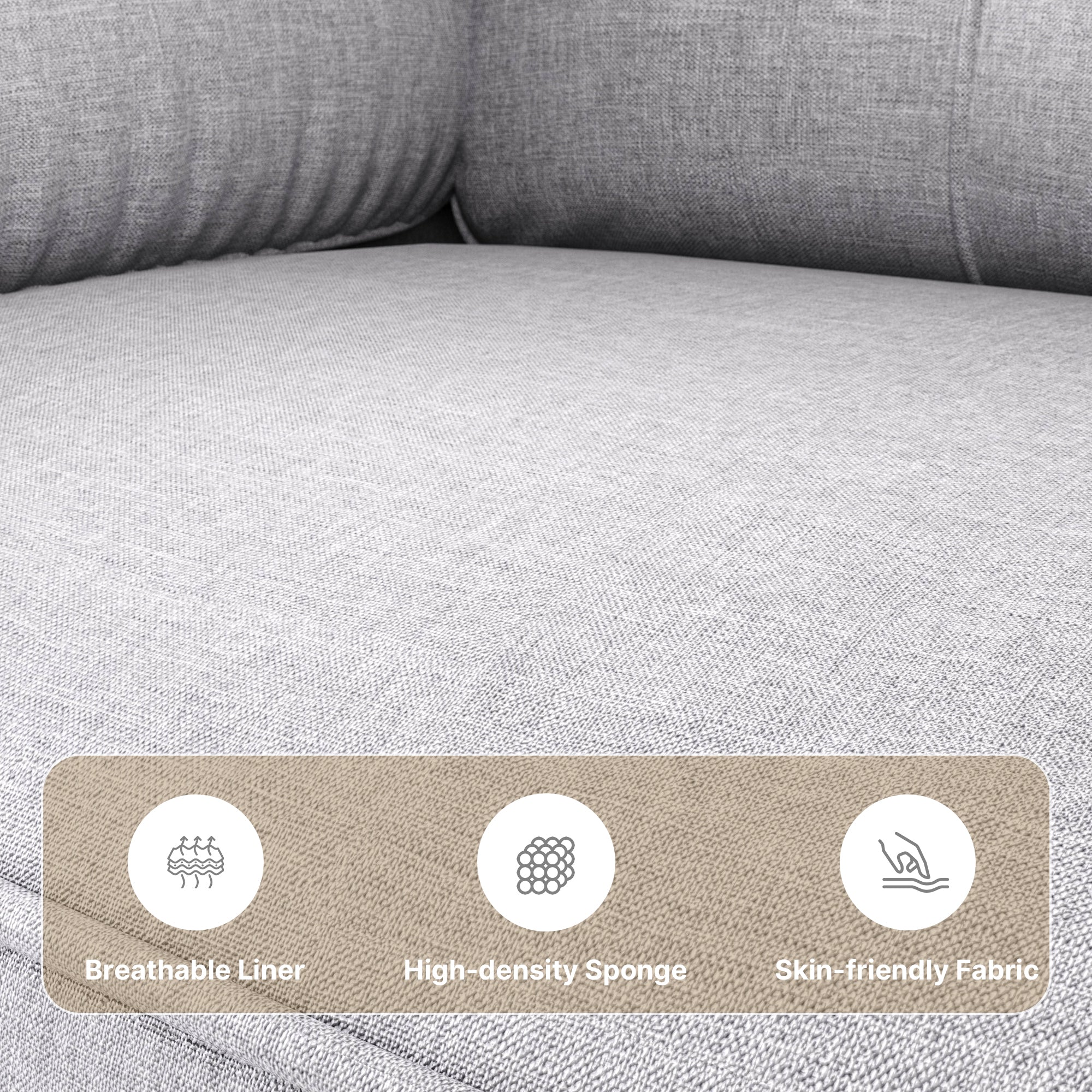 Bealife AR71 Canapé 2 Places Gris Avec Poches Latérales, Tissu Doux Pour La Peau & Construction Robuste