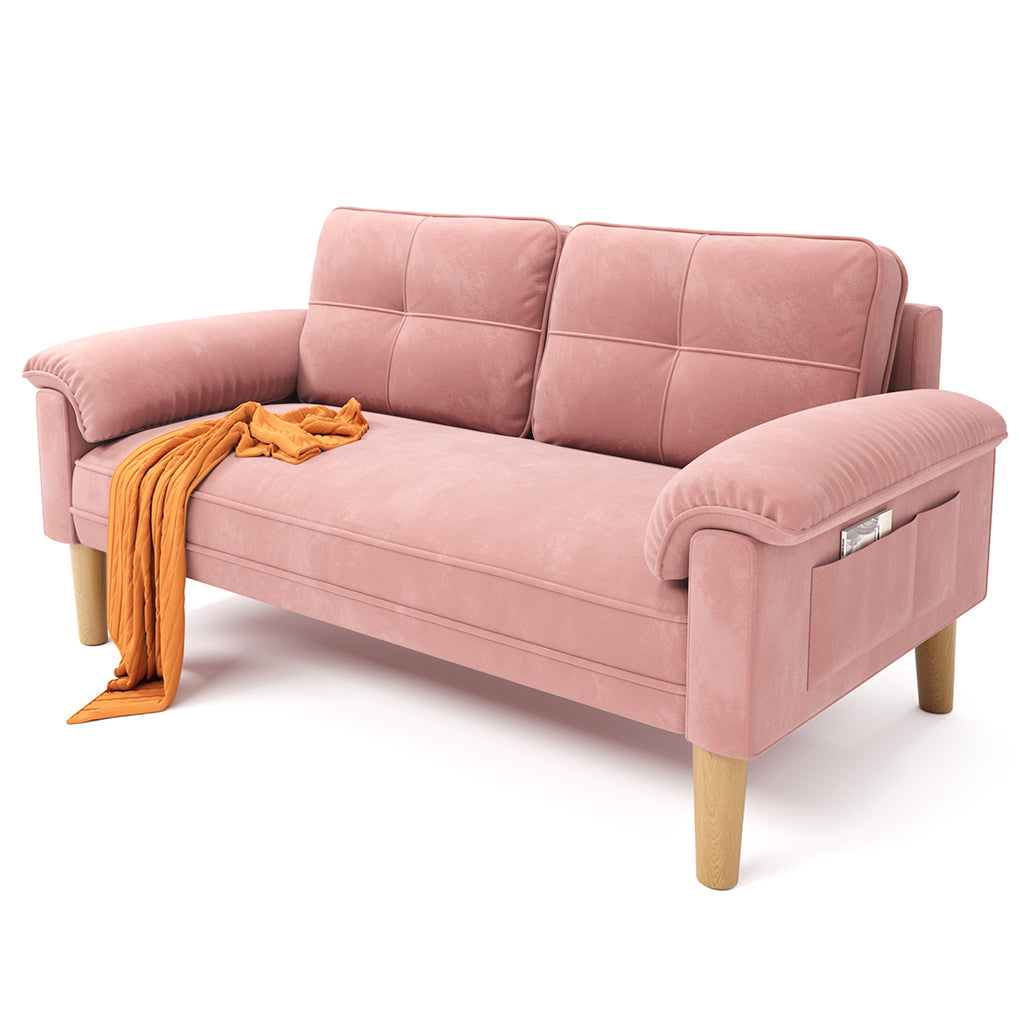 Bealife AR71 Canapé 2 Places Gris Avec Poches Latérales, Tissu Doux Pour La Peau & Construction Robuste