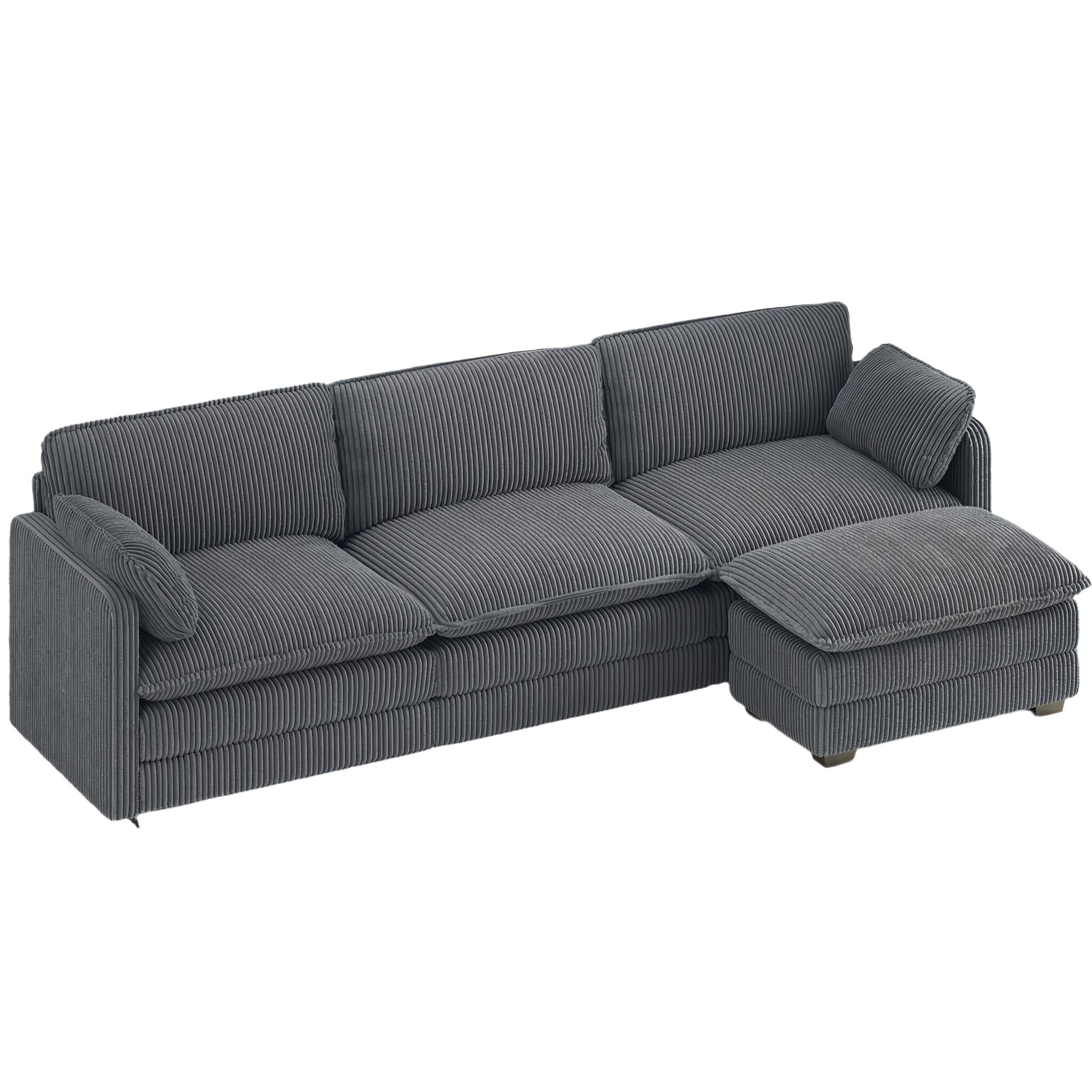 Bealife AR88 Canapé d'angle modulaire peu encombrant, petit canapé 2 places en velours côtelé avec pouf