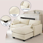 Bealife AR88 Canapé d'angle modulaire peu encombrant, petit canapé 2 places en velours côtelé avec pouf