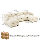 Bealife AR89 U-shaped Corner Sofa, Modular 4-Seater Corduroy Sofa with 2 Ottomans For Spacious Living Rooms | 320x76x91 cm