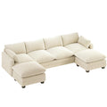 Bealife AR89 U-shaped Corner Sofa, Modular 4-Seater Corduroy Sofa with 2 Ottomans For Spacious Living Rooms | 320x76x91 cm