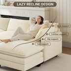 Bealife AR89 U-shaped Corner Sofa, Modular 4-Seater Corduroy Sofa with 2 Ottomans For Spacious Living Rooms | 320x76x91 cm