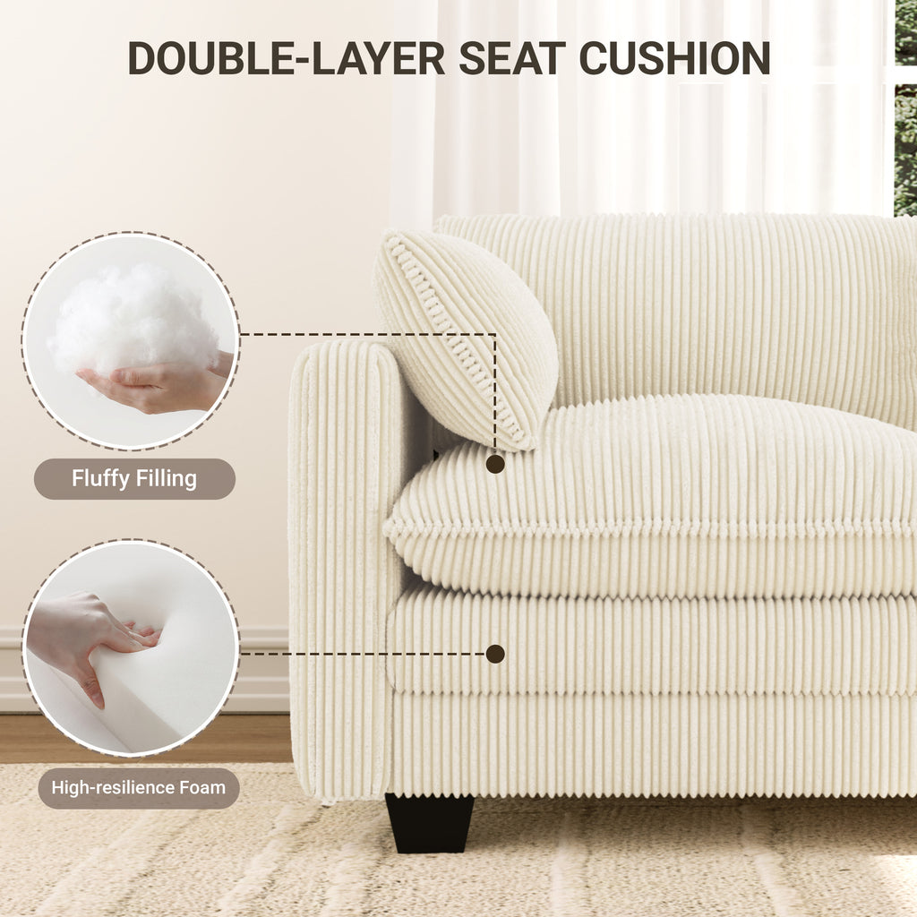 Bealife AR89 U-shaped Corner Sofa, Modular 4-Seater Corduroy Sofa with 2 Ottomans For Spacious Living Rooms | 320x76x91 cm