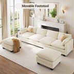 Bealife AR89 U-shaped Corner Sofa, Modular 4-Seater Corduroy Sofa with 2 Ottomans For Spacious Living Rooms | 320x76x91 cm