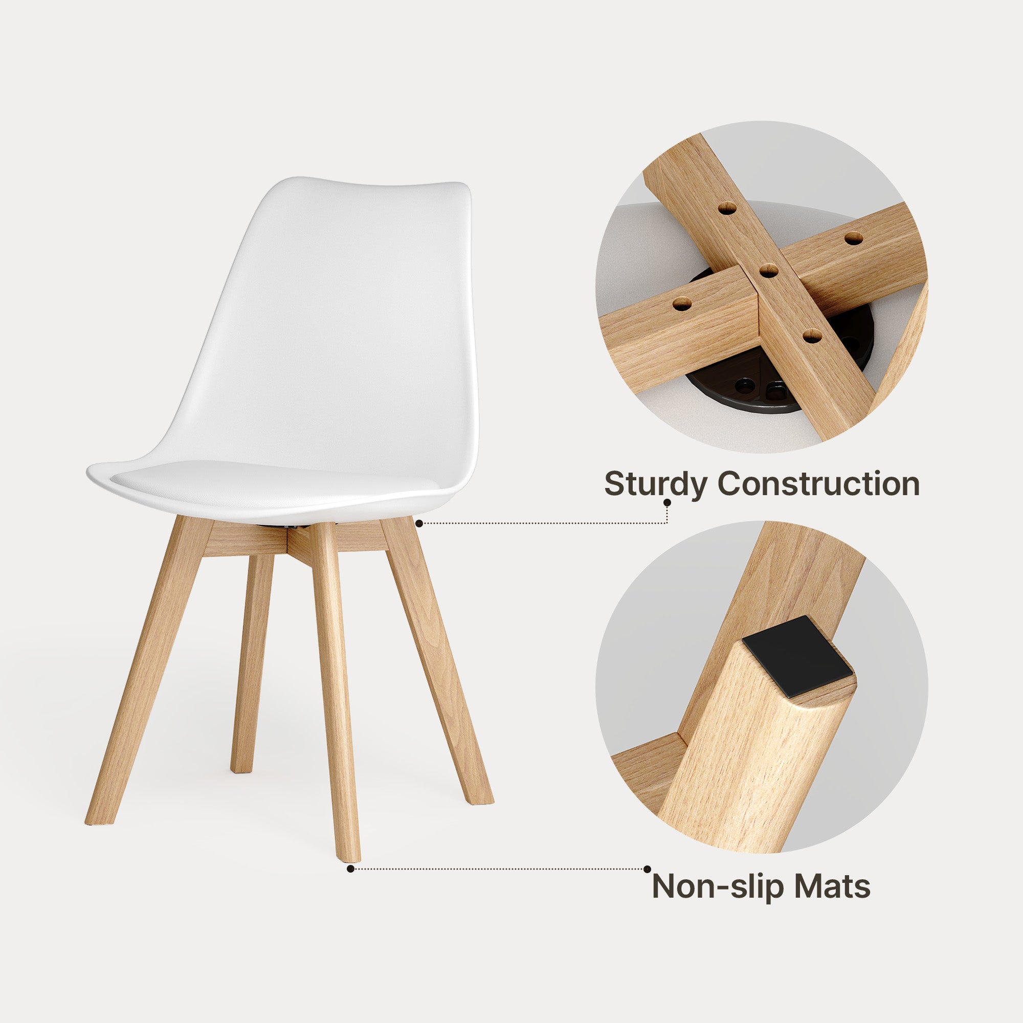 Bealife TB18 Chaises de salle à manger, lot de 2, 4 ou 6, chaises ergonomiques de style scandinave pour salle à manger, bureau et coiffeuse