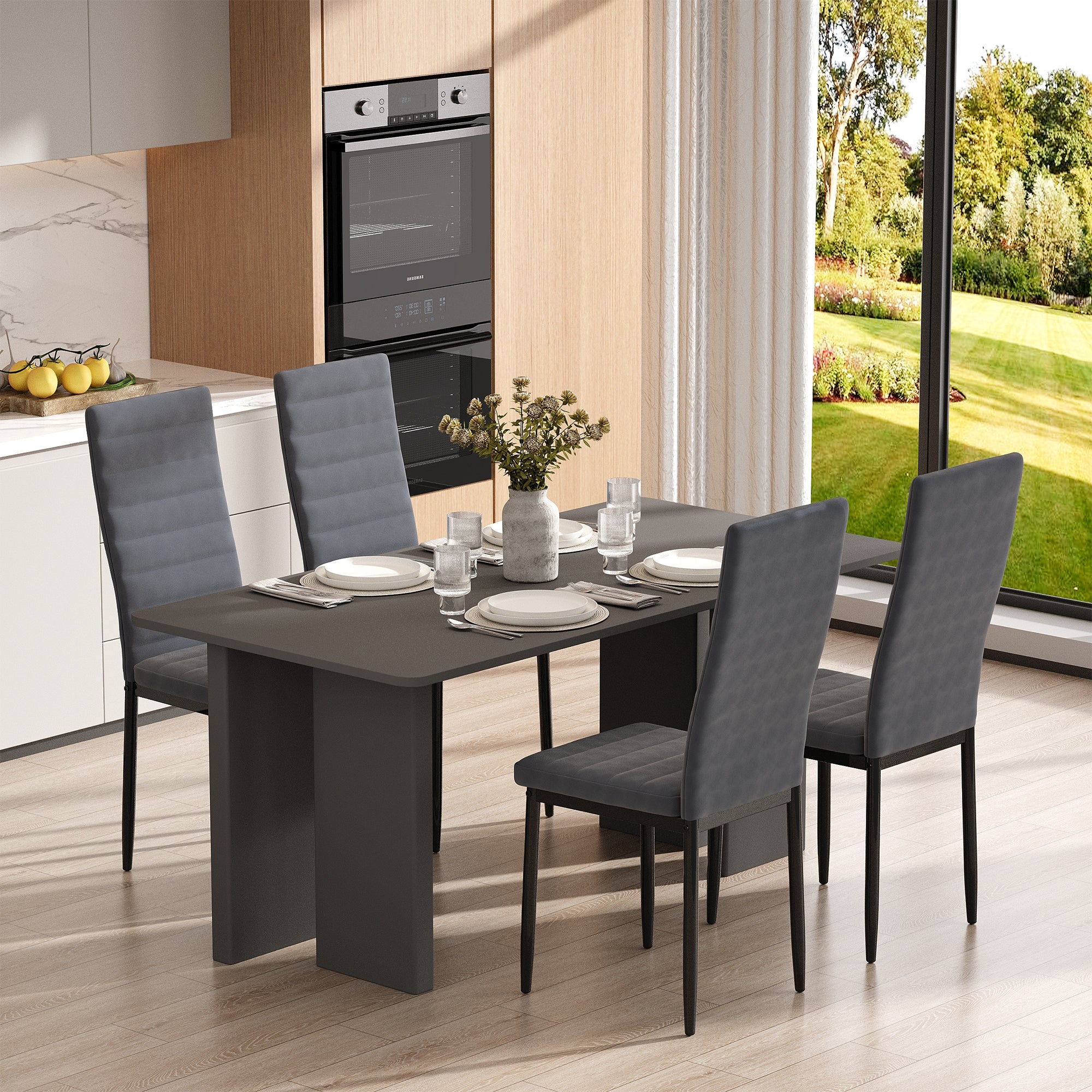 Chaises de salle à manger Bealife TB40 en daim, lot de 4, avec dossier haut ergonomique