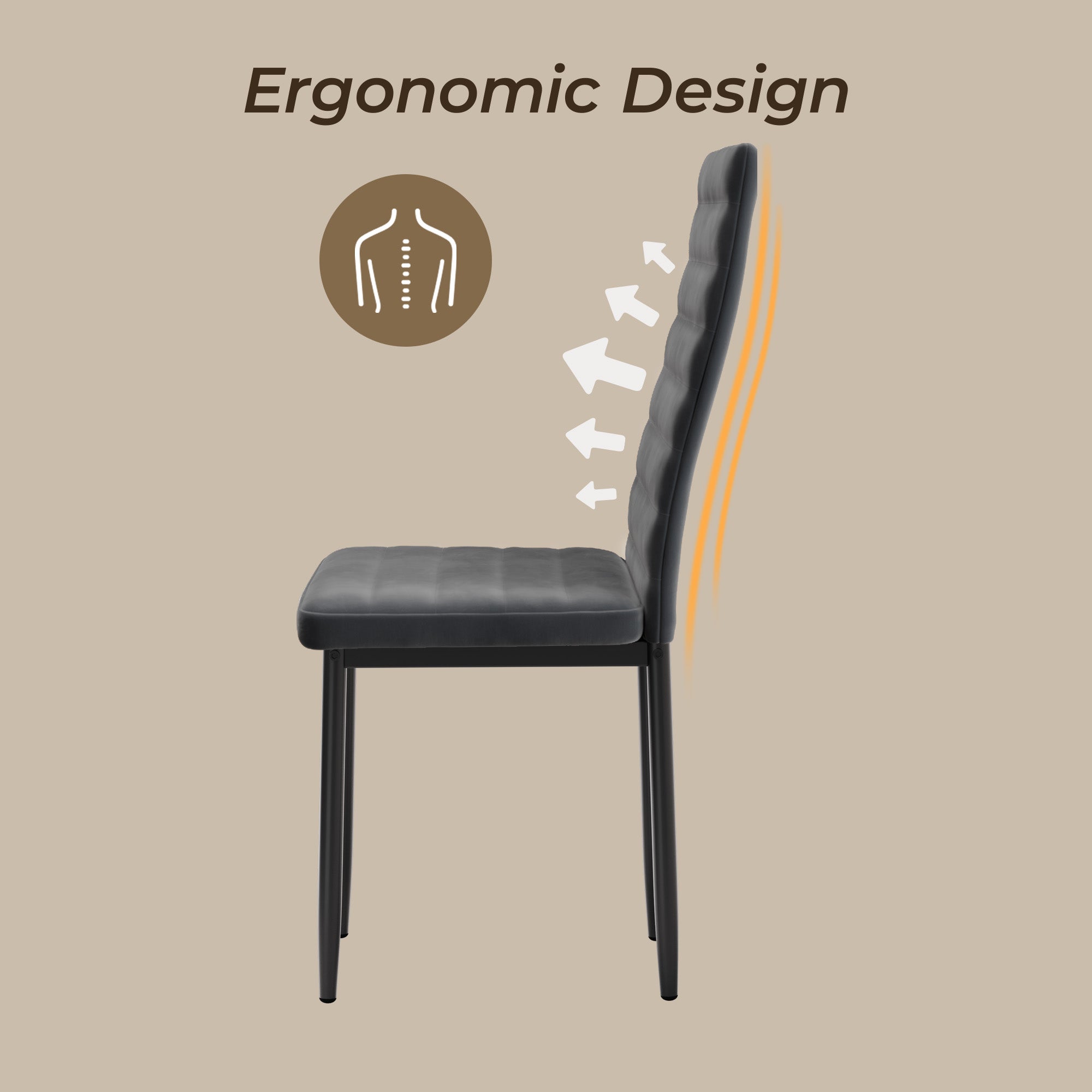 Chaises de salle à manger Bealife TB40 en daim, lot de 4, avec dossier haut ergonomique