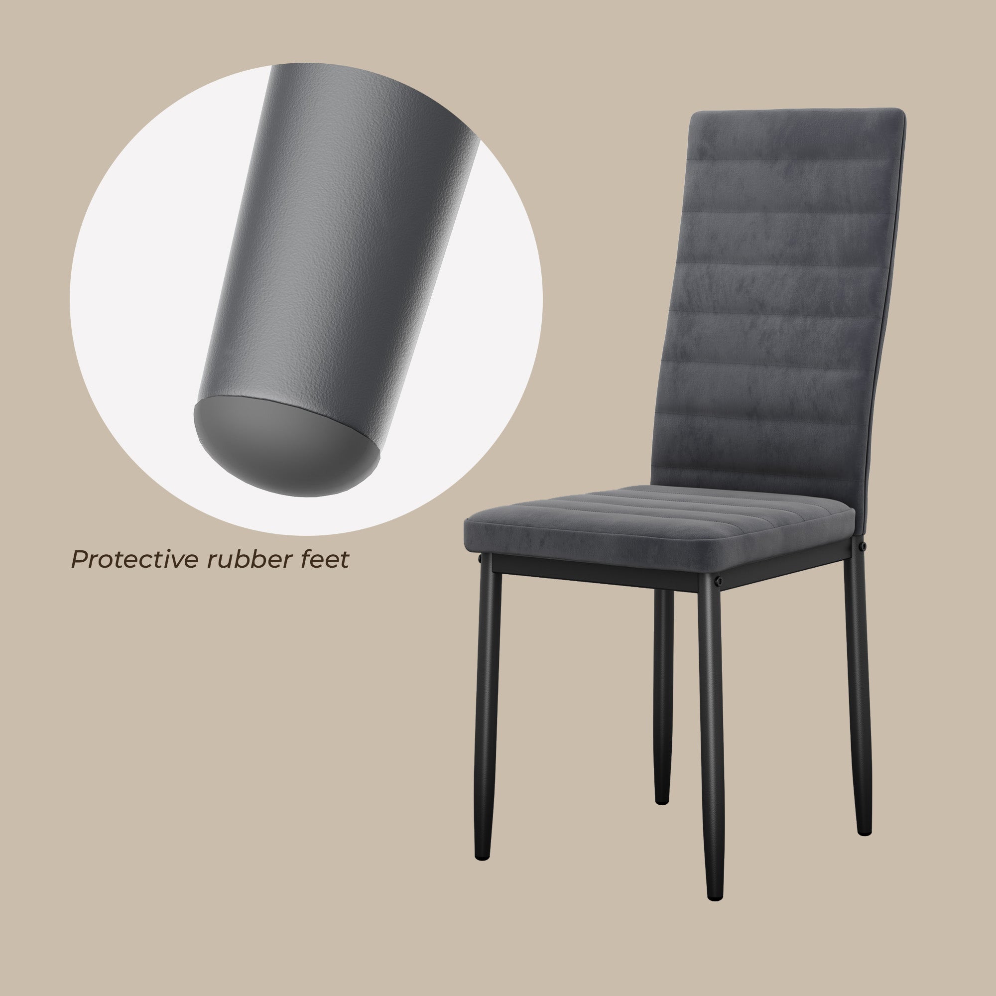 Chaises de salle à manger Bealife TB40 en daim, lot de 4, avec dossier haut ergonomique
