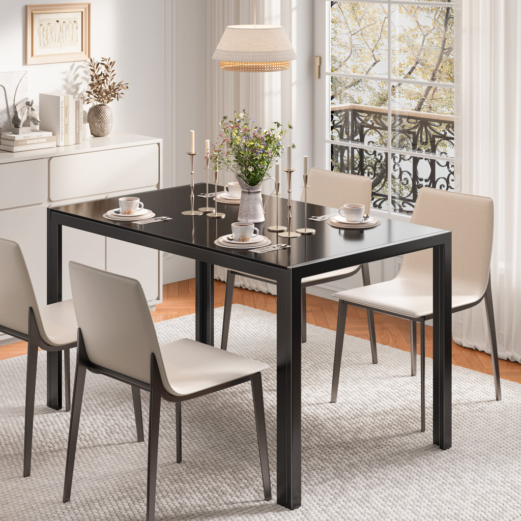 Bealife TB40 Rectangular Dining Table with Tempered Glass Top 120×70cm, Waterproof and Heat-Resistant for Small Kitchen Dining Room