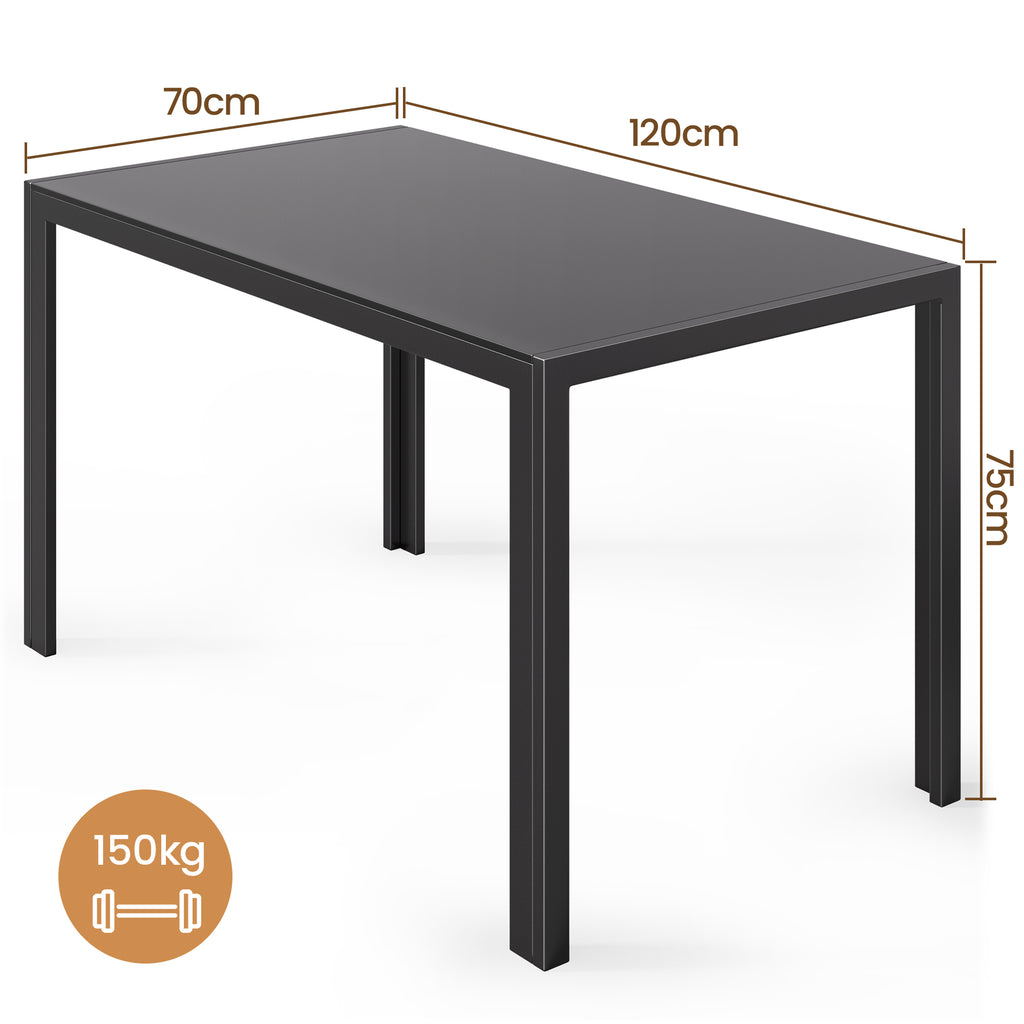 Bealife TB40 Rectangular Dining Table with Tempered Glass Top 120×70cm, Waterproof and Heat-Resistant for Small Kitchen Dining Room