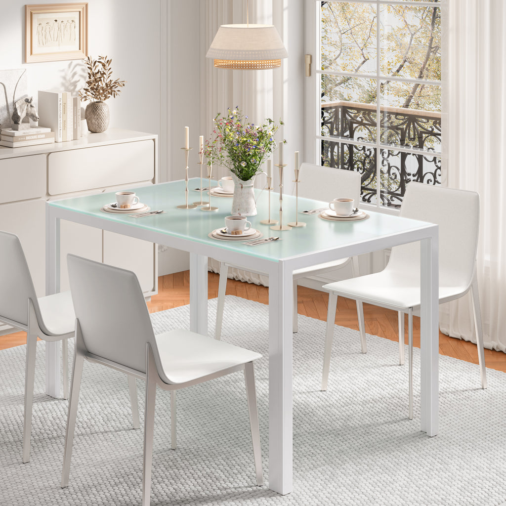 Bealife TB40 Rectangular Dining Table with Tempered Glass Top 120×70cm, Waterproof and Heat-Resistant for Small Kitchen Dining Room