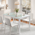 Bealife TB40 Rectangular Dining Table with Tempered Glass Top 120×70cm, Waterproof and Heat-Resistant for Small Kitchen Dining Room