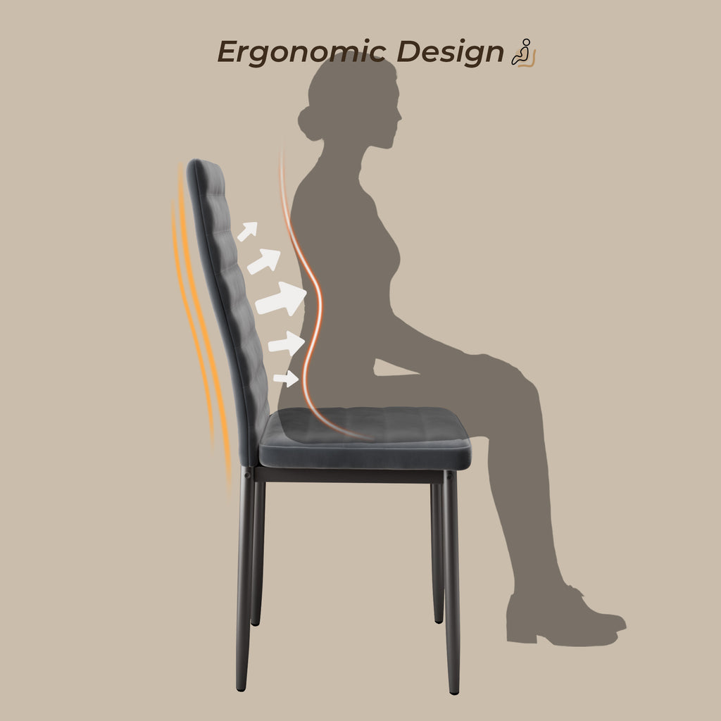 Bealife TB41 Chaises de salle à manger, lot de 6, en cuir suédé, avec dossier haut et design ergonomique
