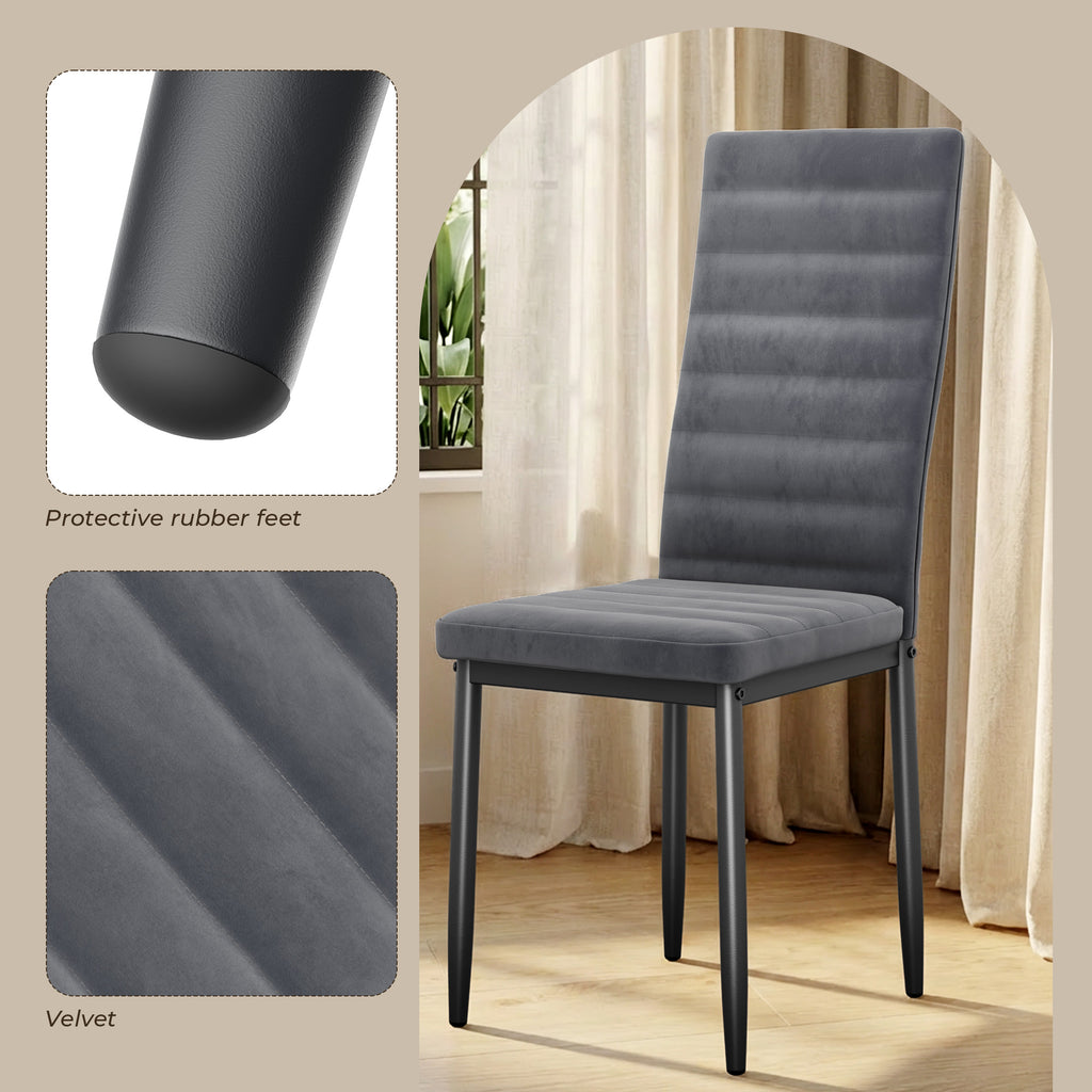 Bealife TB41 Chaises de salle à manger, lot de 6, en cuir suédé, avec dossier haut et design ergonomique