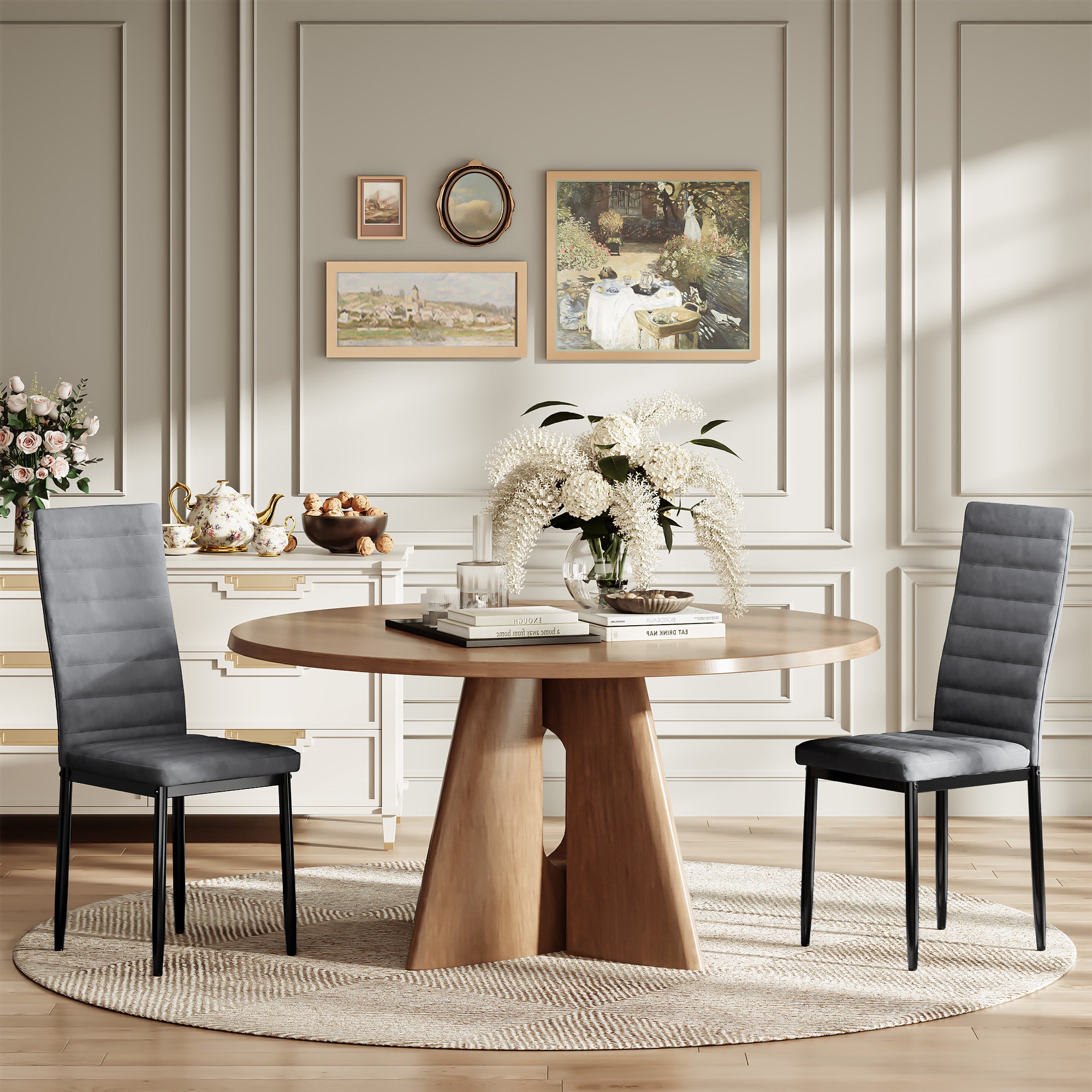Bealife TB41 Chaises de salle à manger, lot de 6, en cuir suédé, avec dossier haut et design ergonomique