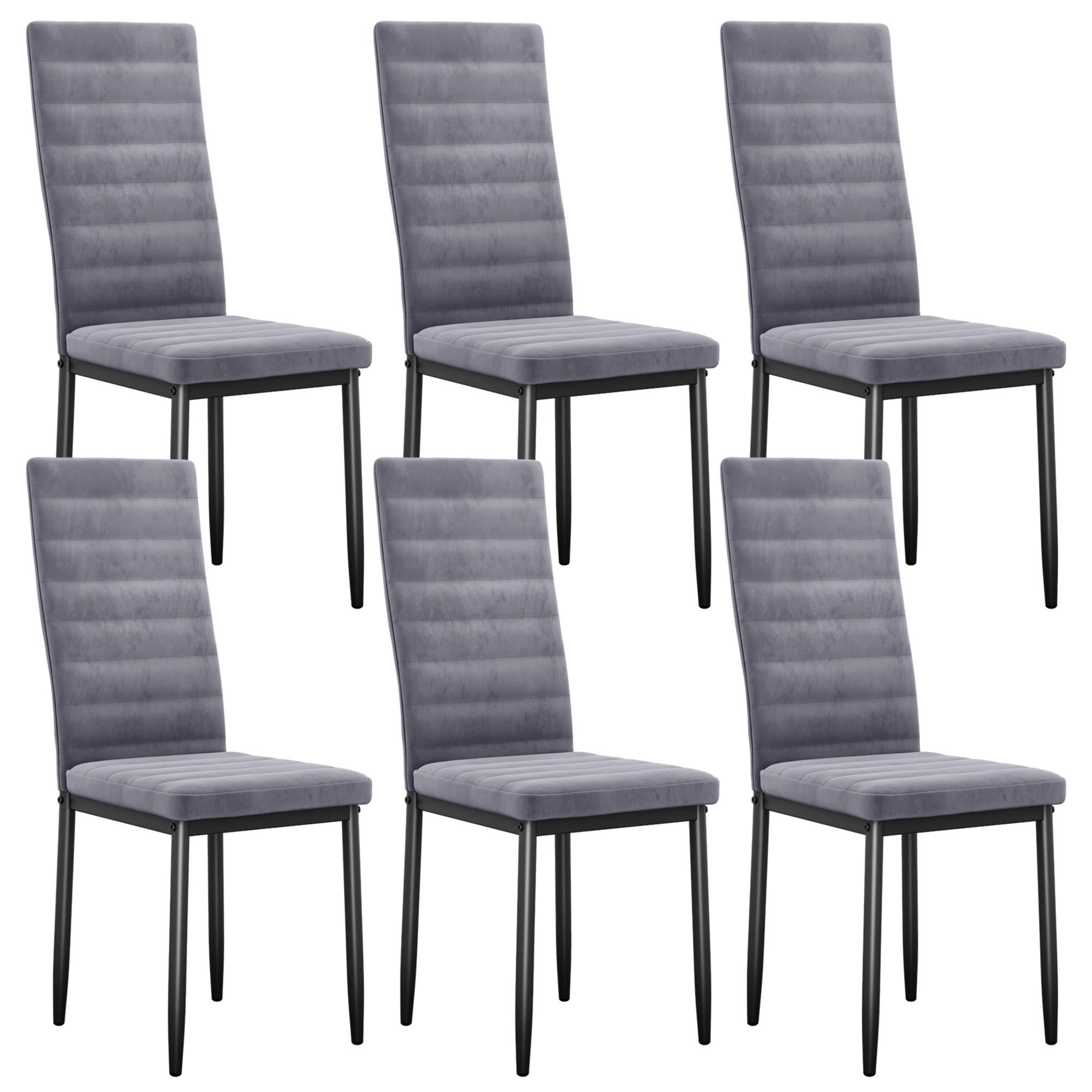 Bealife TB41 Chaises de salle à manger, lot de 6, en cuir suédé, avec dossier haut et design ergonomique