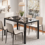 Bealife TB40 Rectangular Dining Table with Tempered Glass Top 120×70cm, Waterproof and Heat-Resistant for Small Kitchen Dining Room