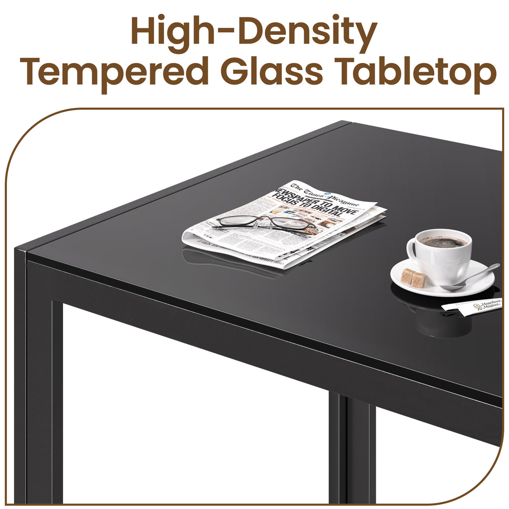 Bealife TB40 Rectangular Dining Table with Tempered Glass Top 120×70cm, Waterproof and Heat-Resistant for Small Kitchen Dining Room
