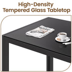 Bealife TB40 Rectangular Dining Table with Tempered Glass Top 120×70cm, Waterproof and Heat-Resistant for Small Kitchen Dining Room