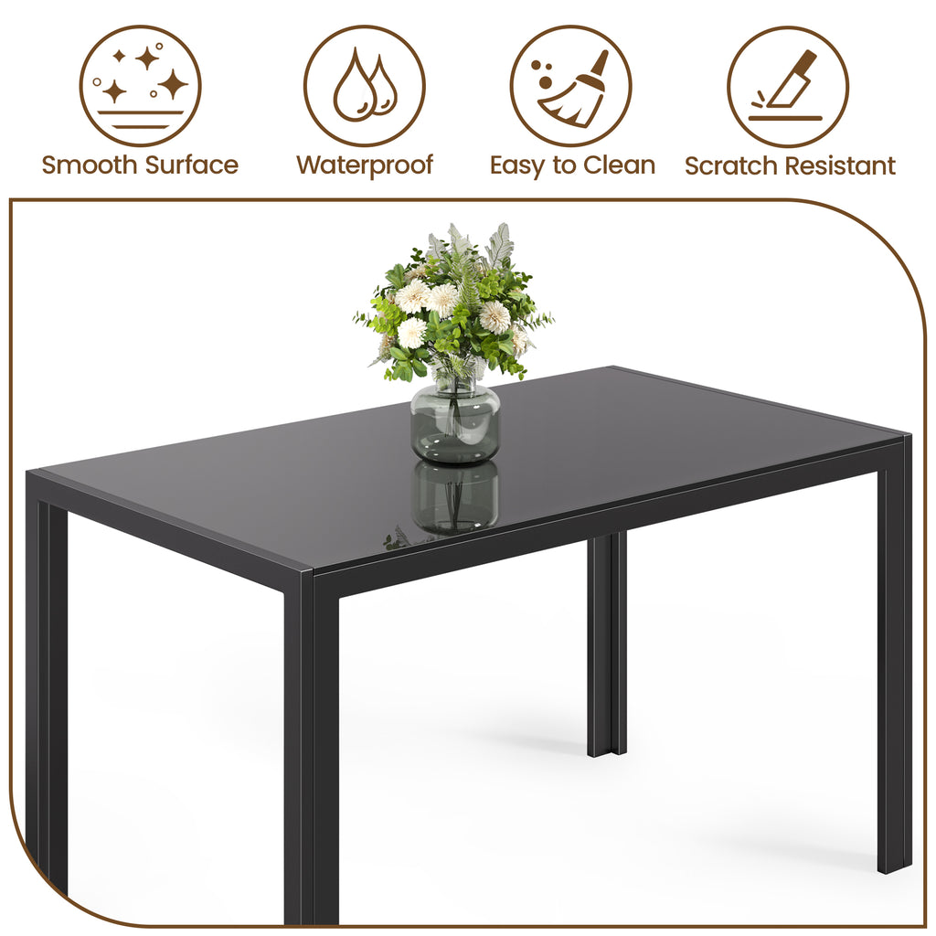 Bealife TB40 Rectangular Dining Table with Tempered Glass Top 120×70cm, Waterproof and Heat-Resistant for Small Kitchen Dining Room