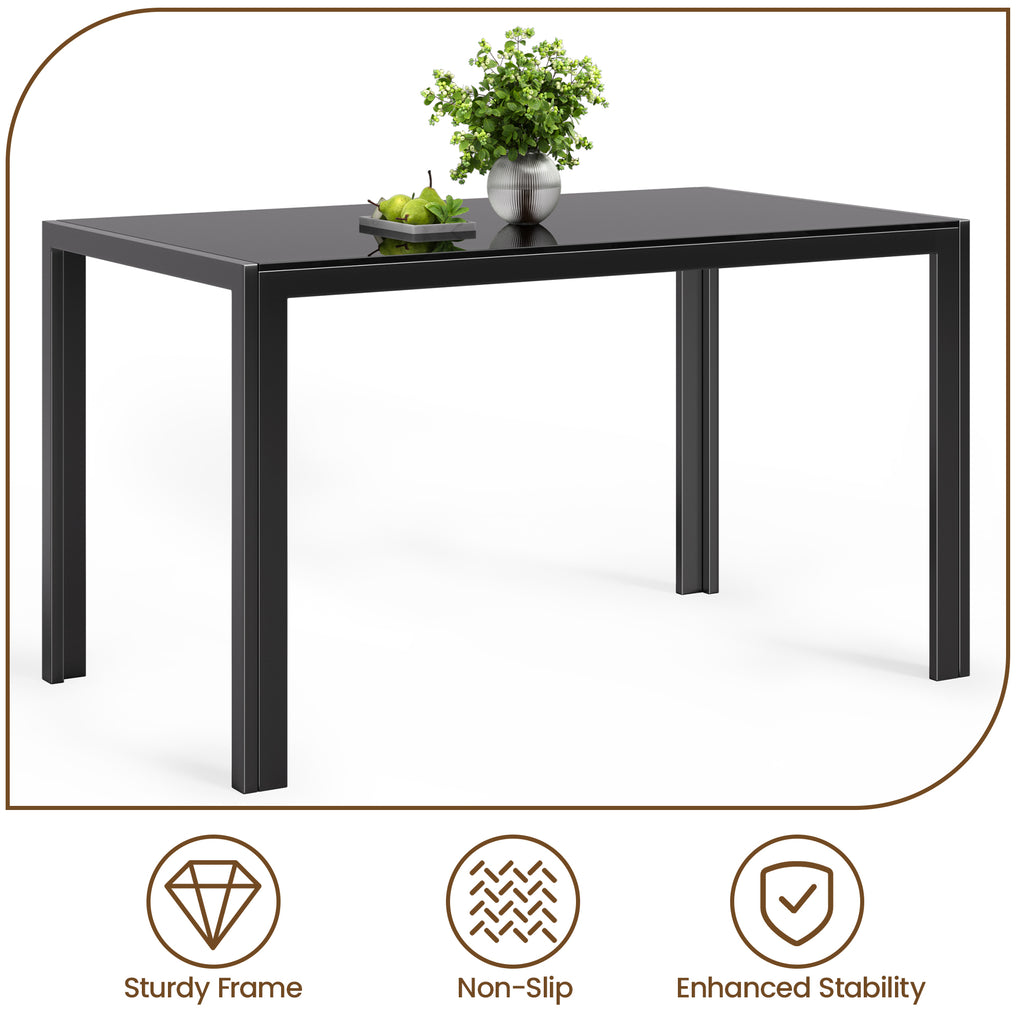 Bealife TB40 Rectangular Dining Table with Tempered Glass Top 120×70cm, Waterproof and Heat-Resistant for Small Kitchen Dining Room