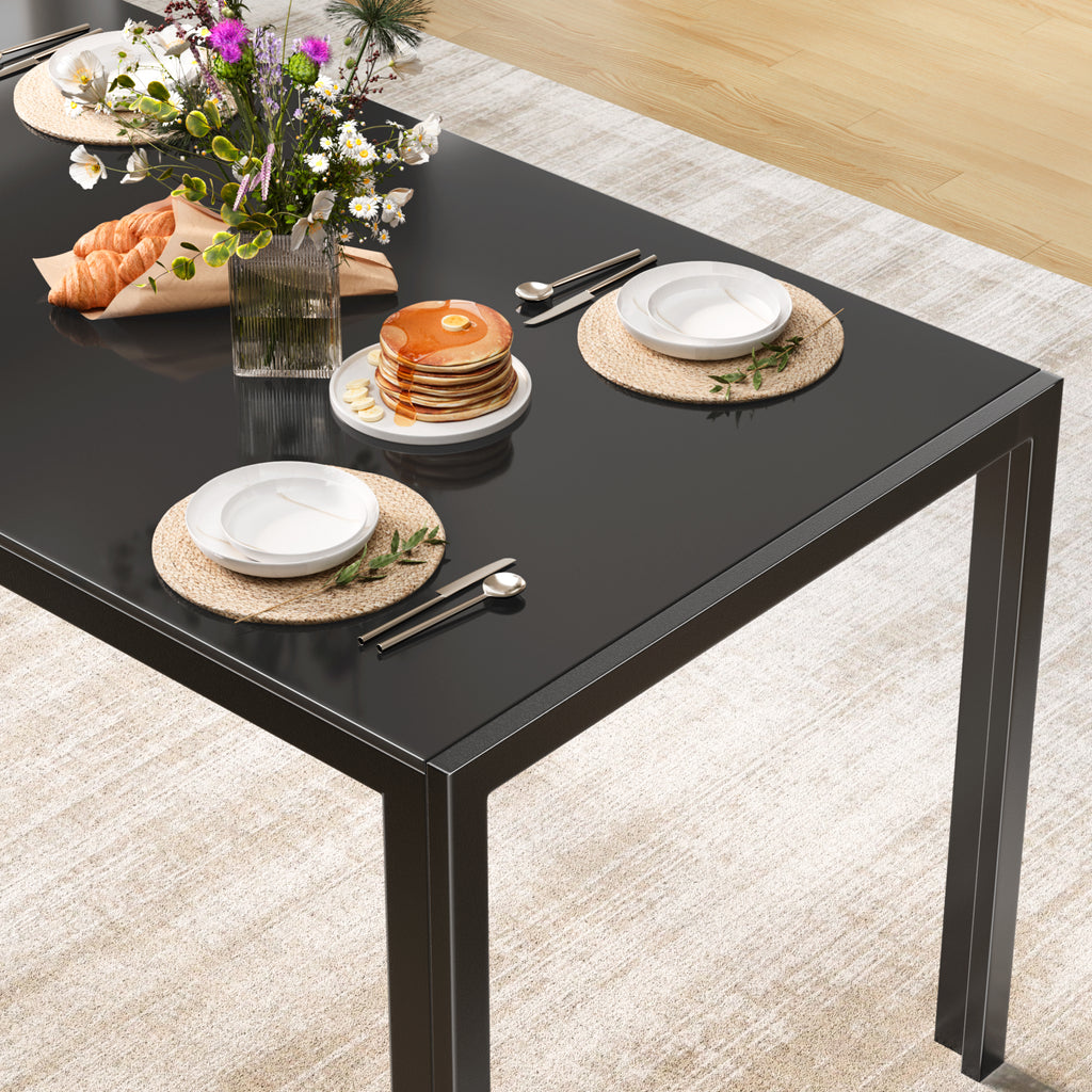 Bealife TB40 Rectangular Dining Table with Tempered Glass Top 120×70cm, Waterproof and Heat-Resistant for Small Kitchen Dining Room