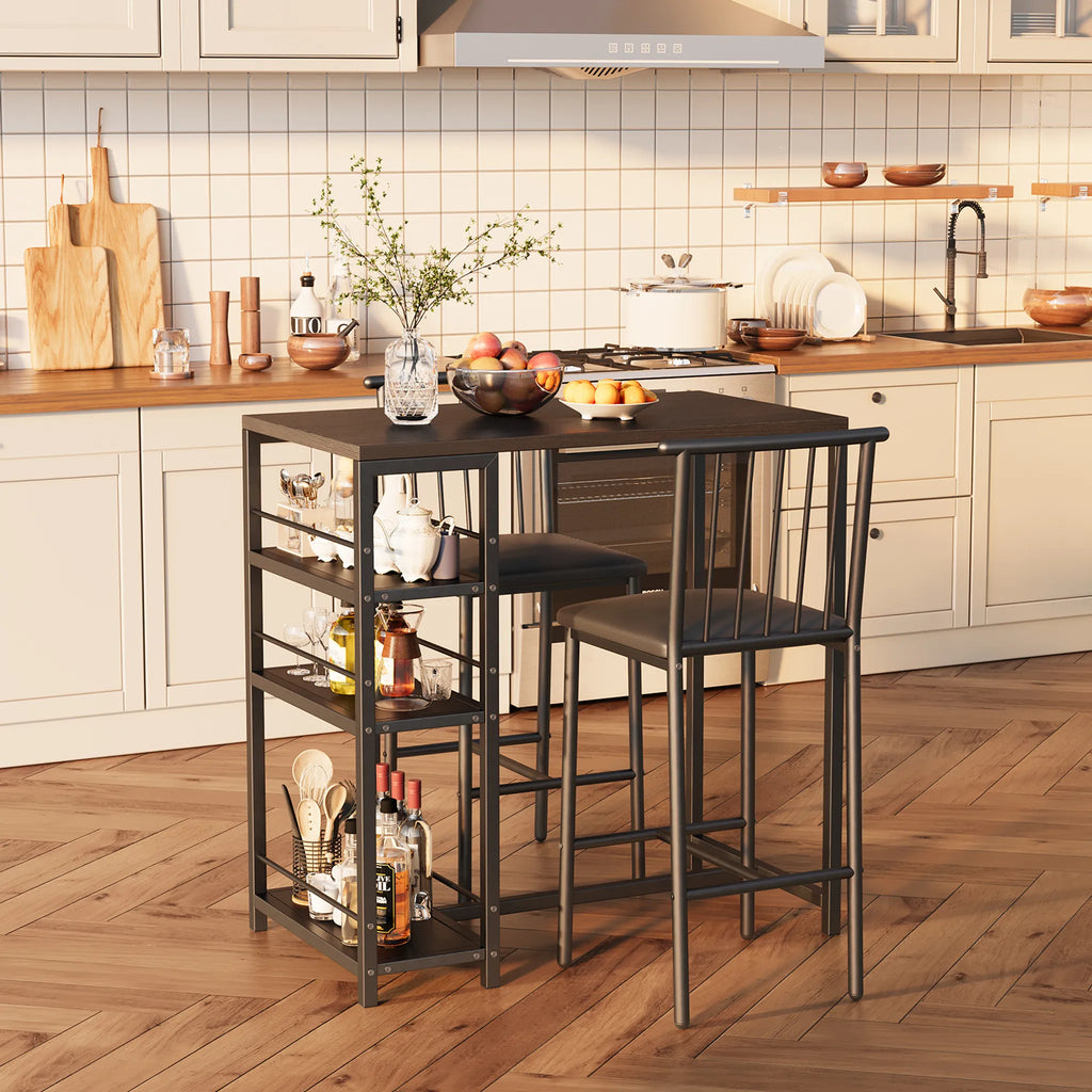 Bealife TB51 Ensemble de table de bar pour 2 personnes, 2 tabourets rembourrés et 1 table de bar pour cuisine/bistro