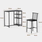 Bealife TB51 Ensemble de table de bar pour 2 personnes, 2 tabourets rembourrés et 1 table de bar pour cuisine/bistro