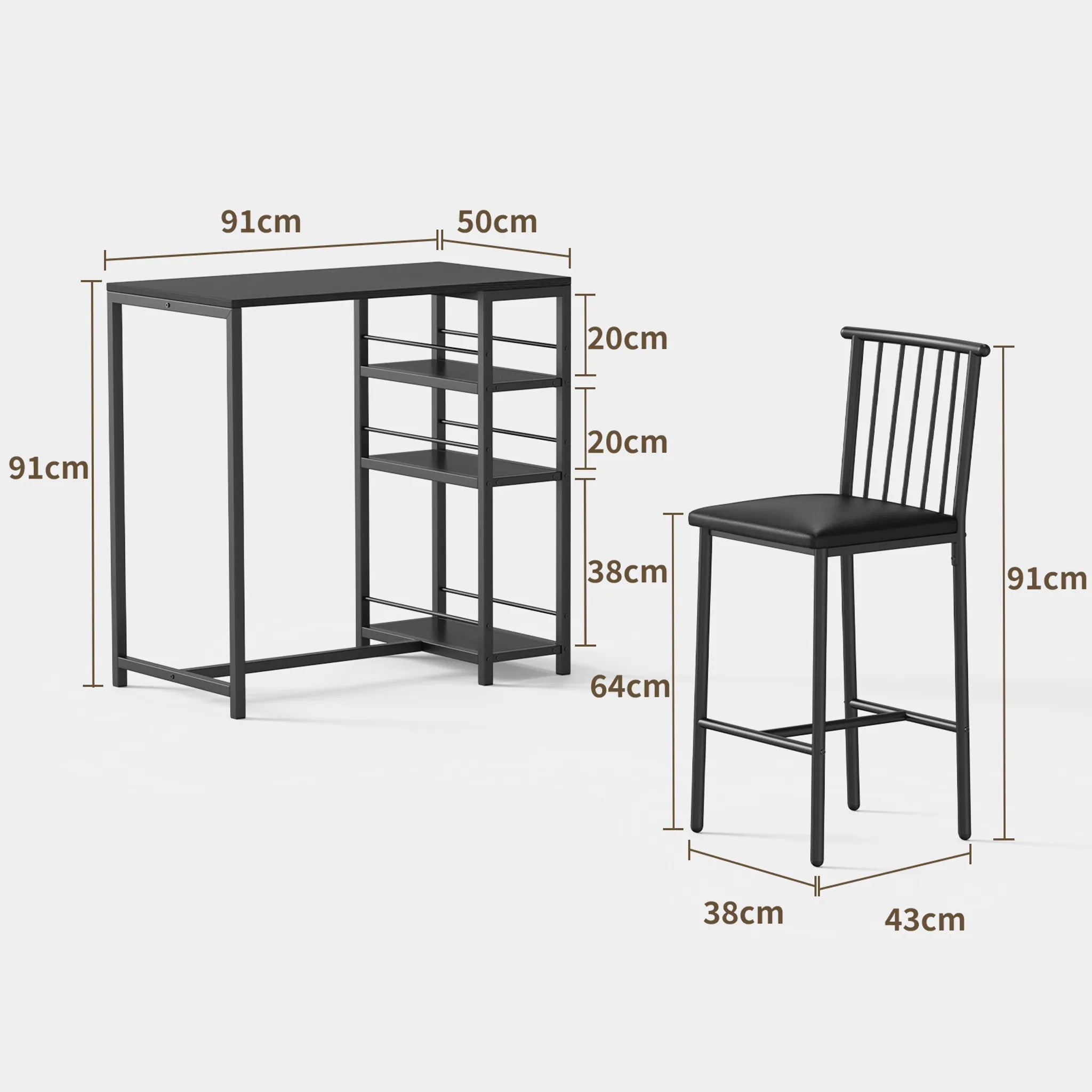 Bealife TB51 Ensemble de table de bar pour 2 personnes, 2 tabourets rembourrés et 1 table de bar pour cuisine/bistro
