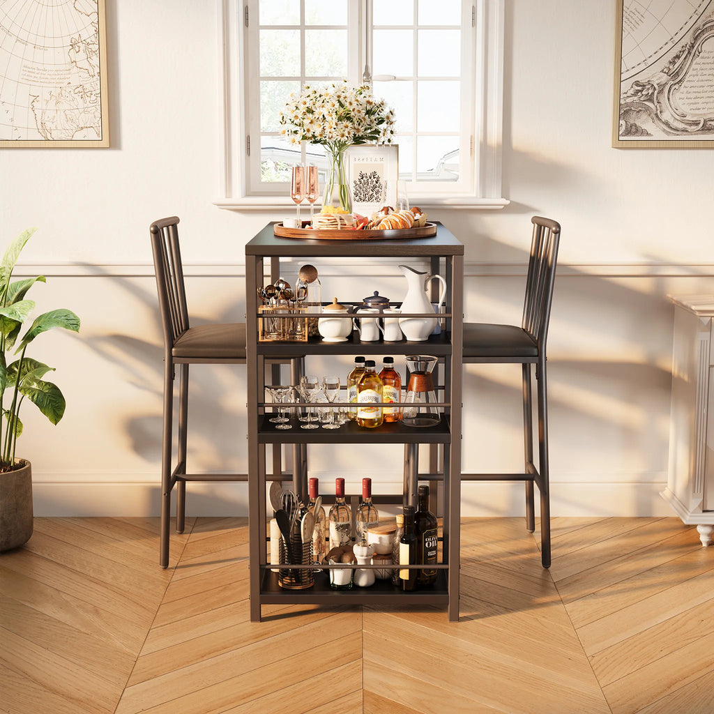 Bealife TB51 Ensemble de table de bar pour 2 personnes, 2 tabourets rembourrés et 1 table de bar pour cuisine/bistro