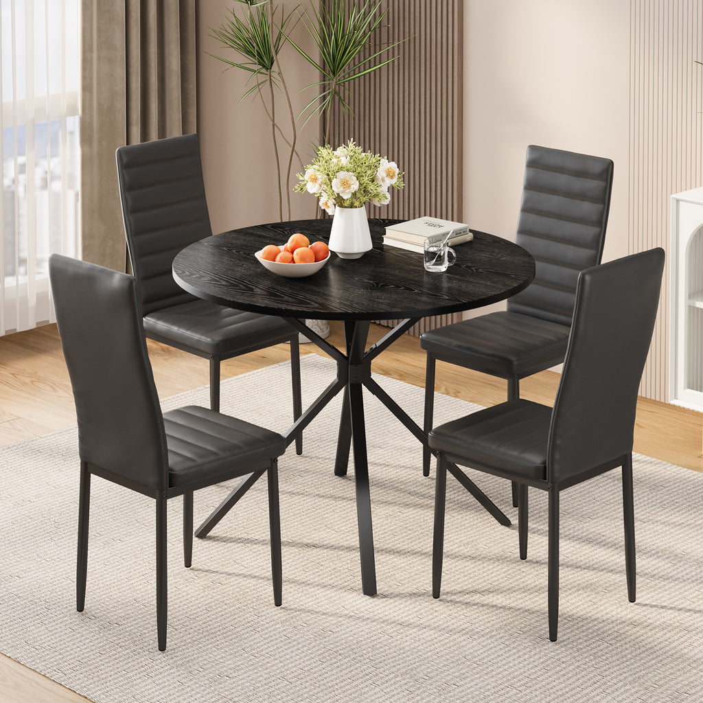 Bealife TB64 Ensemble de salle à manger compact pour 4 personnes, table ronde avec 4 chaises, peu encombrant pour les petits restaurants, les cuisines ou les salons de thé