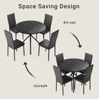 Bealife TB64 Ensemble de salle à manger compact pour 4 personnes, table ronde avec 4 chaises, peu encombrant pour les petits restaurants, les cuisines ou les salons de thé