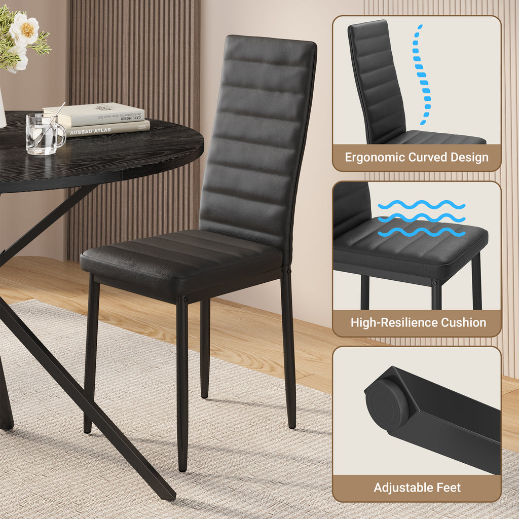 Bealife TB64 Ensemble de salle à manger compact pour 4 personnes, table ronde avec 4 chaises, peu encombrant pour les petits restaurants, les cuisines ou les salons de thé