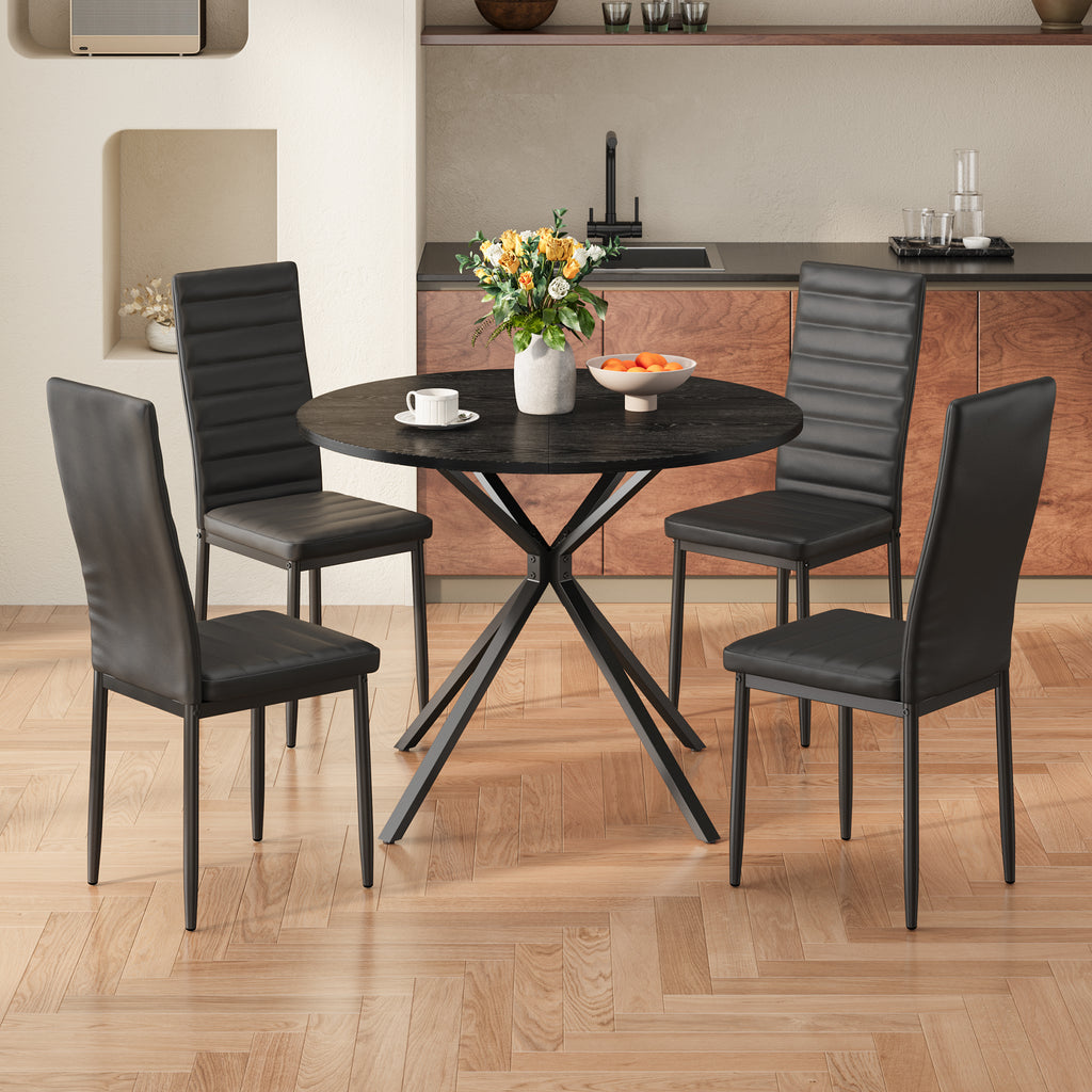 Bealife TB64 Ensemble de salle à manger compact pour 4 personnes, table ronde avec 4 chaises, peu encombrant pour les petits restaurants, les cuisines ou les salons de thé