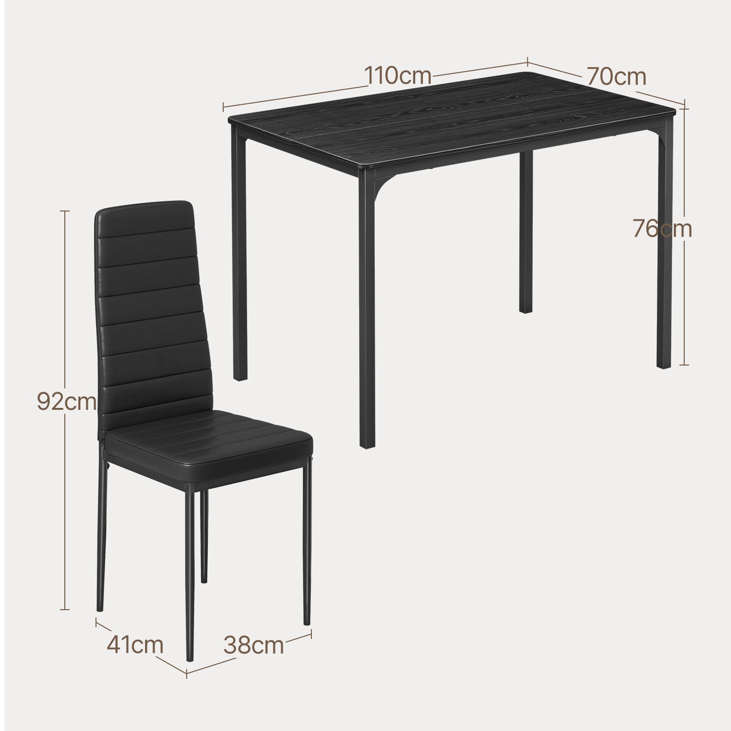 Bealife TB65 Ensemble repas compact pour 4 personnes, Table de salle à manger moderne 5 pièces avec 4 chaises, Gain de place pour petits espaces et cuisines